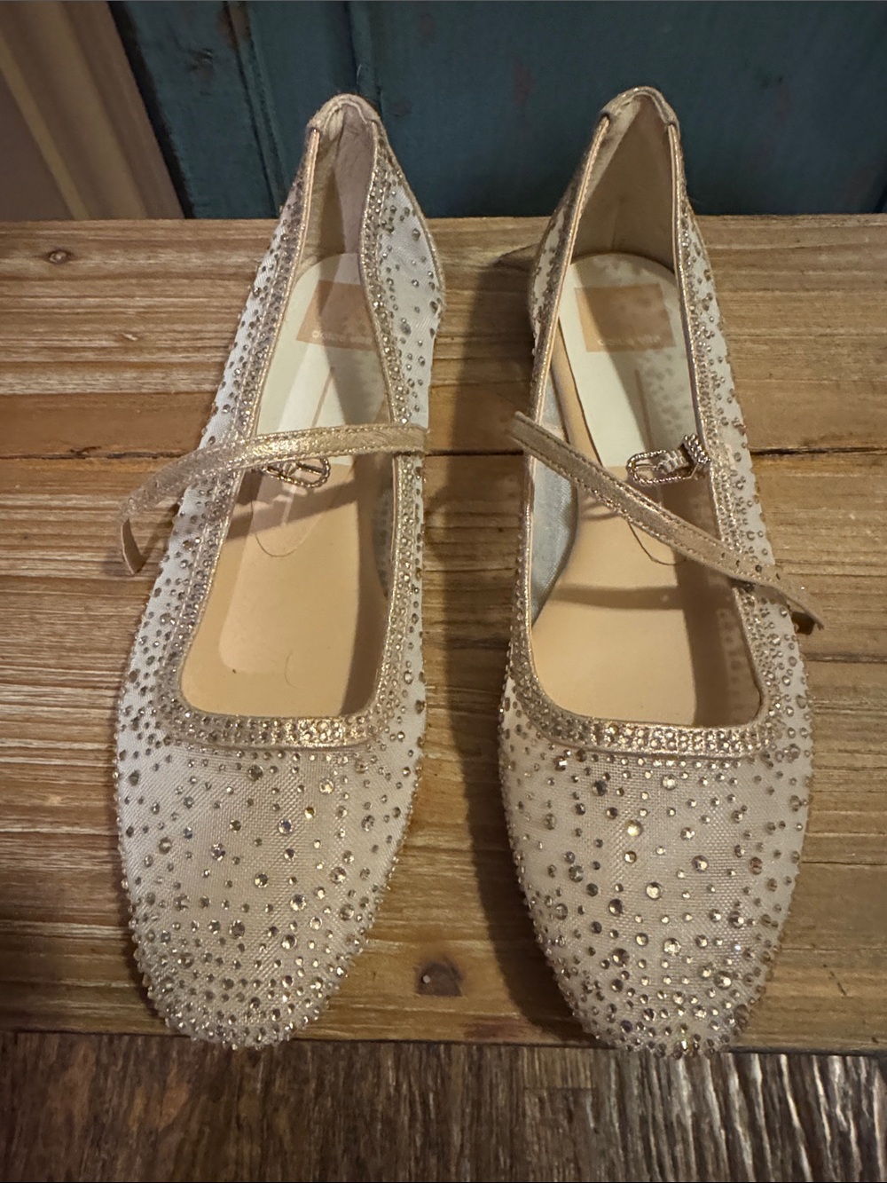 Dolce Vita Champagne Crystal Mary Jane Flats for Kids
